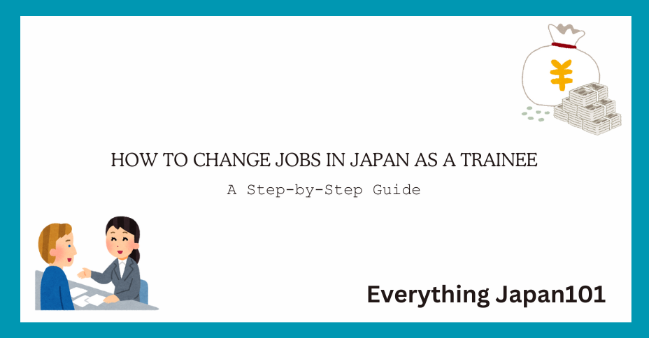 How to change jobs in Japan as a trainee written with a man applying or in the middle of paper work