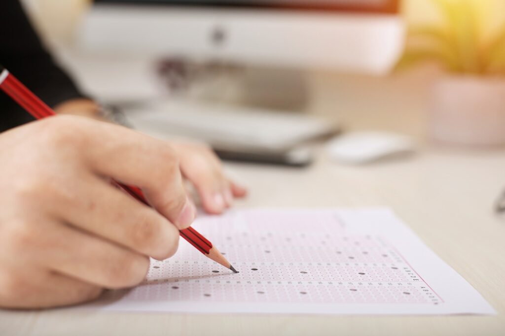 A person taking an exam